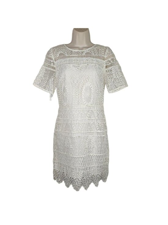 Gianni Bini Dresses & Skirts - Gianni Bini Lily Sheath Dress Women Size 2 White Short Sleeve Boho Wedding NEW